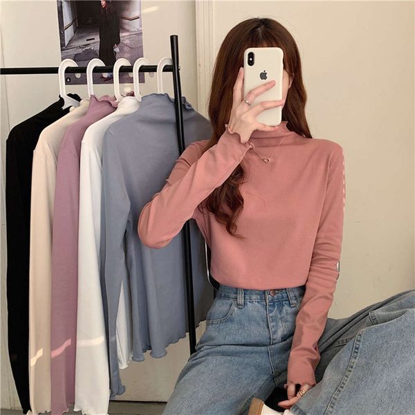women's sweaters hoodies half high collar velvet bottomed shirt with wood ear edge for women in autumn and winter a6w2, White;black
women's sweaters hoodies half high collar velvet bottomed shirt with wood ear edge for women in autumn and winter a6w2, White;black
