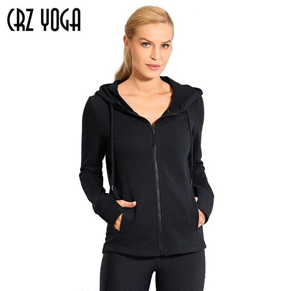 running jackets crz yoga women's cotton hoodies full zip athletic jacket with thumb holes, Black;red
running jackets crz yoga women's cotton hoodies full zip athletic jacket with thumb holes, Black;red