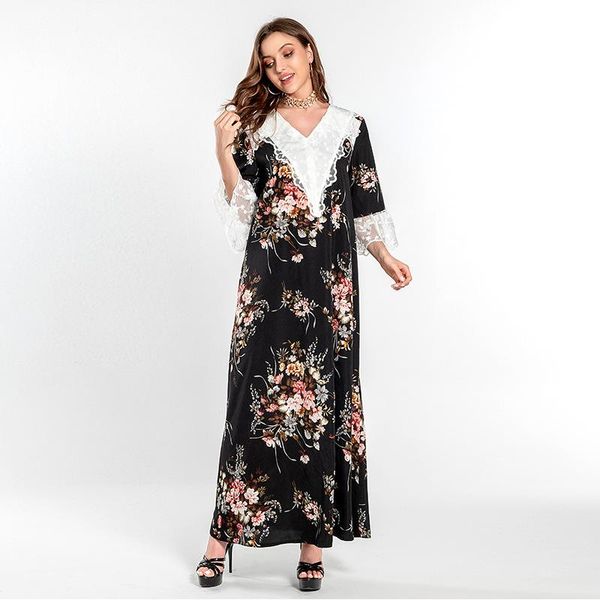 ethnic clothing middle east dubai muslim abaya style spring and autumn women's linen material black lace print fashion robe, Red
ethnic clothing middle east dubai muslim abaya style spring and autumn women's linen material black lace print fashion robe, Red