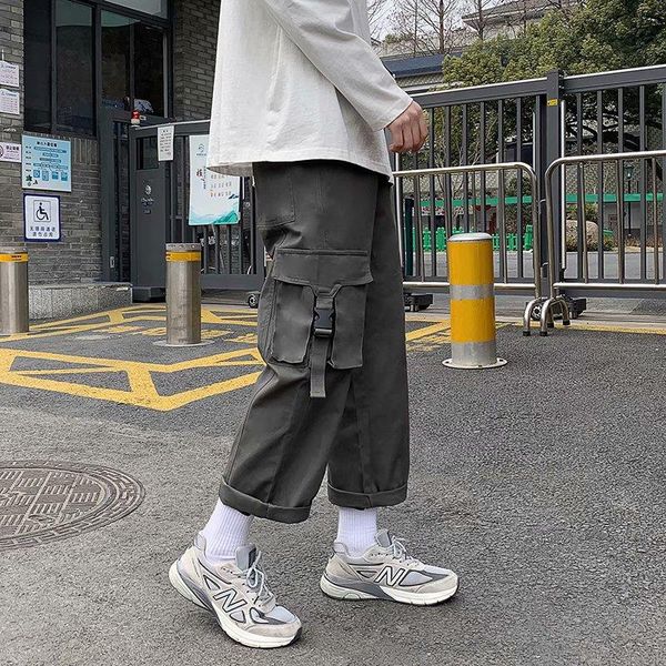 men's pants 2021 loose straight-leg tooling spring korean style trendy wide-leg oversized nine-point sports trousers, Black
men's pants 2021 loose straight-leg tooling spring korean style trendy wide-leg oversized nine-point sports trousers, Black