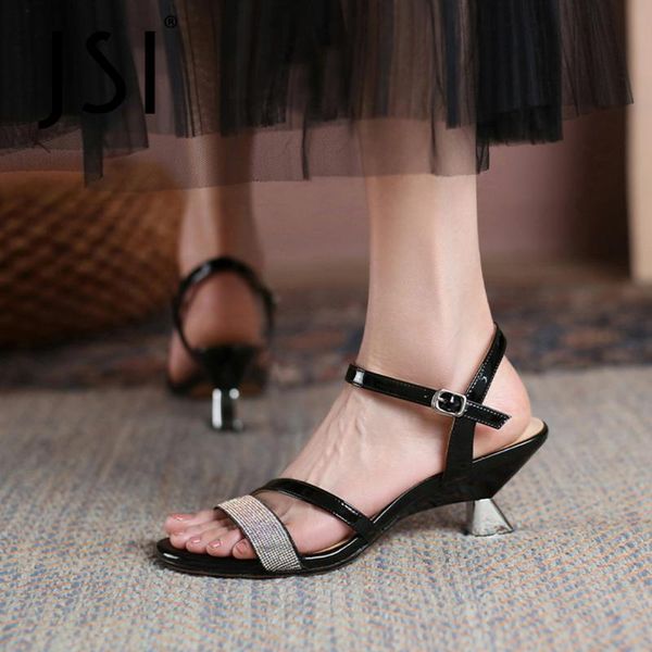 sandals jsi patent leather summer women shoes fashionable bling high strange heel dressing round toe beautiful 2021 vo225, Black
sandals jsi patent leather summer women shoes fashionable bling high strange heel dressing round toe beautiful 2021 vo225, Black