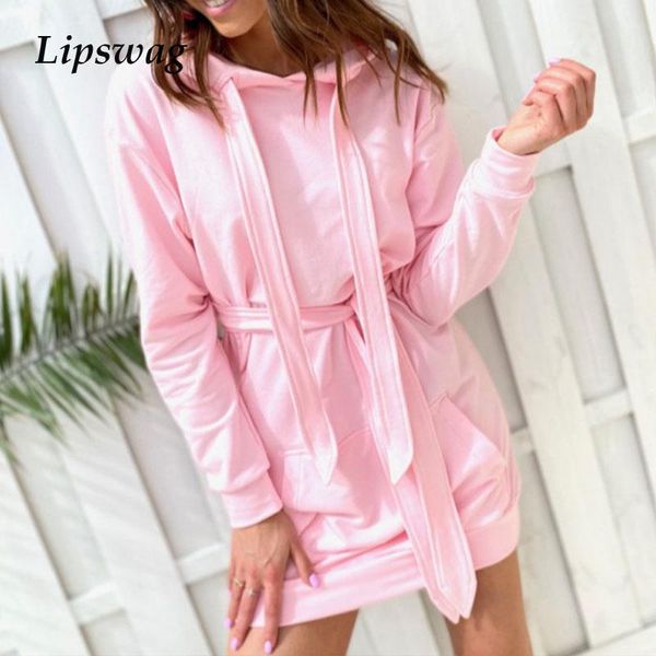 casual dresses women hooded pullover sweatshirt mini dress autumn drawstring belt solid long sleeve pocket a-line vestidos, Black;gray
casual dresses women hooded pullover sweatshirt mini dress autumn drawstring belt solid long sleeve pocket a-line vestidos, Black;gray
