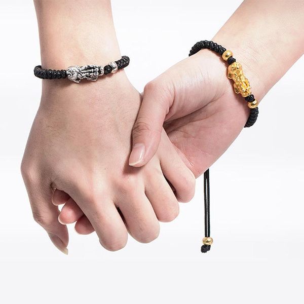 link, chain brave troops kirin picchu bracelet set for women men weaving rope fashion friend couple gift a pair, Black
link, chain brave troops kirin picchu bracelet set for women men weaving rope fashion friend couple gift a pair, Black