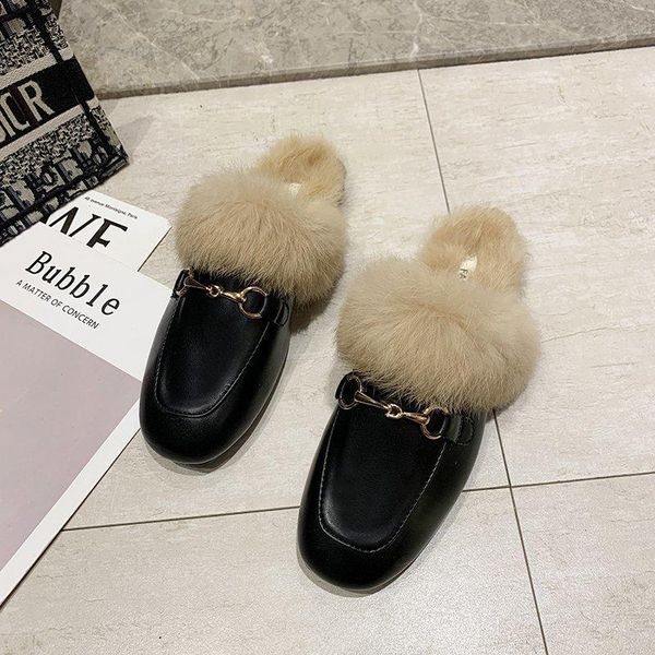 slippers autumnwinter real fur metal buckle mules women shoes loafers pregnant furry slides fluffy baotou, Black
slippers autumnwinter real fur metal buckle mules women shoes loafers pregnant furry slides fluffy baotou, Black