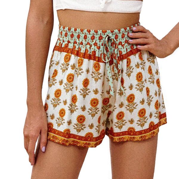 women's shorts inspired floral for women elastic waist tied high short pants casual beach summer femme cotton, White;black
women's shorts inspired floral for women elastic waist tied high short pants casual beach summer femme cotton, White;black