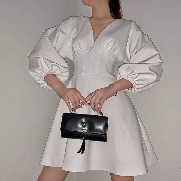 casual dresses deep v-neck high waist mini dress 2021 autumn elagent bubble long sleeve slim party short women's clothings m6187, Black;gray
casual dresses deep v-neck high waist mini dress 2021 autumn elagent bubble long sleeve slim party short women's clothings m6187, Black;gray