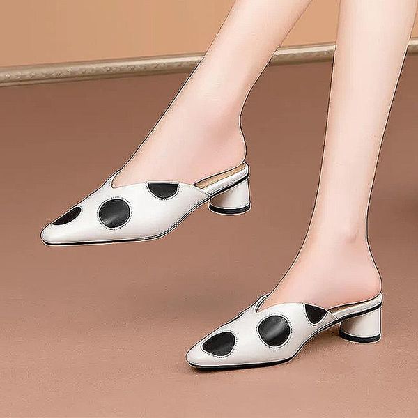 slippers women's elegant mules woman casual pointed toe low heel polka dot sandals office shoes, Black
slippers women's elegant mules woman casual pointed toe low heel polka dot sandals office shoes, Black