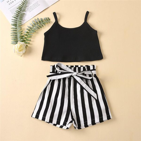 clothing sets 2 pieces summer clothes for baby girl ribbed sling straps camis and striped pants with belt casual children outfits, White
clothing sets 2 pieces summer clothes for baby girl ribbed sling straps camis and striped pants with belt casual children outfits, White
