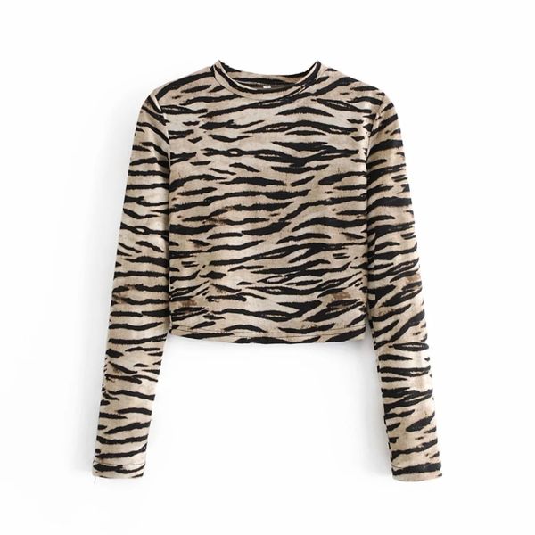 spring women leopard print o neck short t shirt casual female long sleeve crop t1396 210430, White
spring women leopard print o neck short t shirt casual female long sleeve crop t1396 210430, White