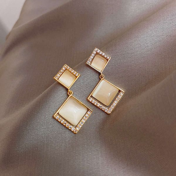 korean 2021 net red temperament simple personality diamond opal new fashion versatile earrings for women, Black
korean 2021 net red temperament simple personality diamond opal new fashion versatile earrings for women, Black