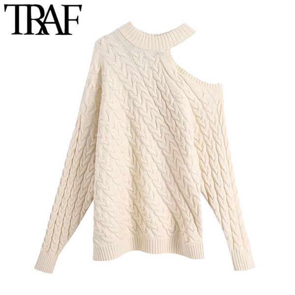 traf women fashion hollow out cable-knit sweater vintage o neck long sleeve female pullovers chic 210415, White;black
traf women fashion hollow out cable-knit sweater vintage o neck long sleeve female pullovers chic 210415, White;black
