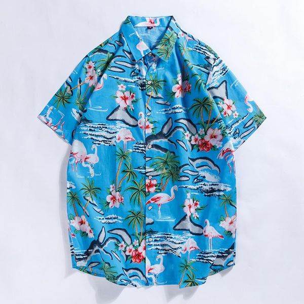 men's casual shirts short sleeve shirt men 100% cotton mens hawaiian holiday tropical print flamingo streetwear beach seaside male, White;black
men's casual shirts short sleeve shirt men 100% cotton mens hawaiian holiday tropical print flamingo streetwear beach seaside male, White;black