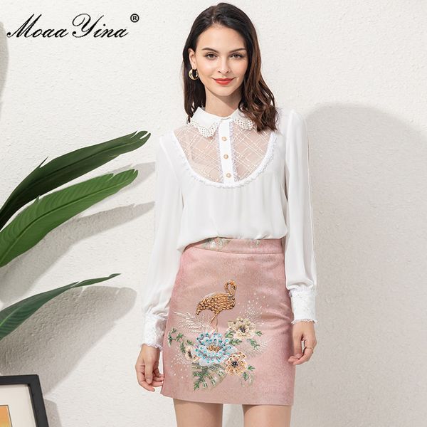 fashion designer set summer women's lantern sleeve white blouses and beading print short two-piece skirts suit 210524
fashion designer set summer women's lantern sleeve white blouses and beading print short two-piece skirts suit 210524