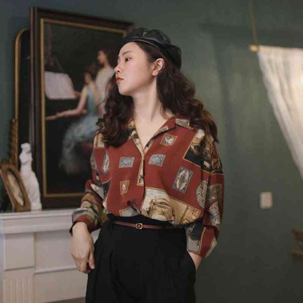 spring vintage print oversize women's shirt red blouse long sleeve ladies plus size button up fashion female clothing 210521, White
spring vintage print oversize women's shirt red blouse long sleeve ladies plus size button up fashion female clothing 210521, White