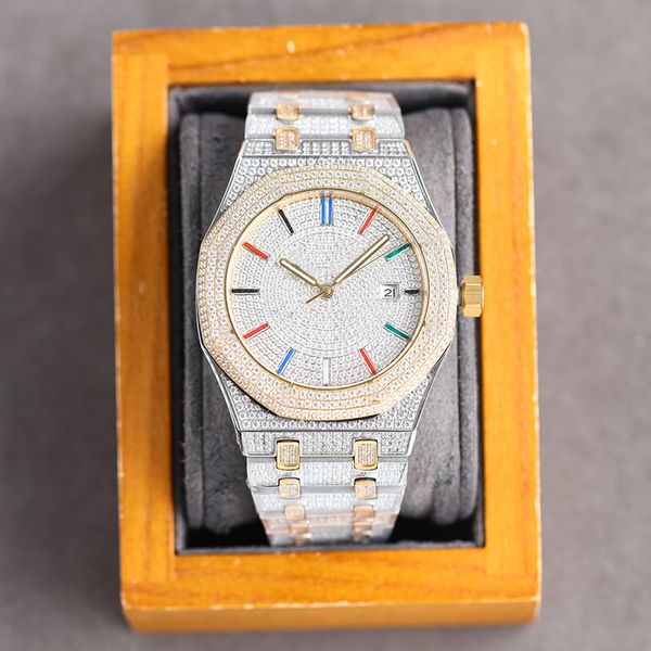 diamond mens watch 40mm automatic mechanical watches for men wristwatch stainless steel diamonds bezel fashion wristwatches montre de luxe, Slivery;brown
diamond mens watch 40mm automatic mechanical watches for men wristwatch stainless steel diamonds bezel fashion wristwatches montre de luxe, Slivery;brown
