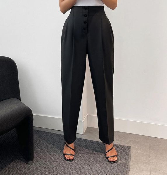 women's pants & capris single-breasted ladies office pencil trousers high waist black work women pocket pleated ankle-length, Black;white
women's pants & capris single-breasted ladies office pencil trousers high waist black work women pocket pleated ankle-length, Black;white