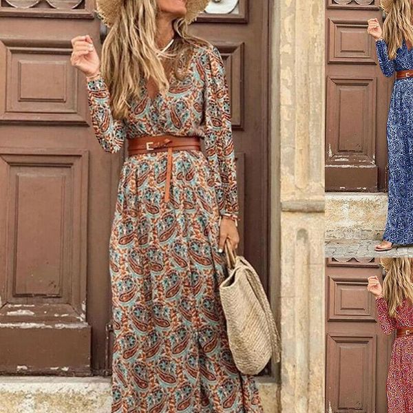 s 3xl plus size women dress boho v neck long sleeve paisley print belt high split party maxi red dark, Black;gray
s 3xl plus size women dress boho v neck long sleeve paisley print belt high split party maxi red dark, Black;gray