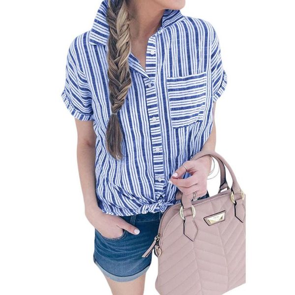 women's blouses & shirts women summer stripe casual collar short sleeve shirt loose blouse, White
women's blouses & shirts women summer stripe casual collar short sleeve shirt loose blouse, White