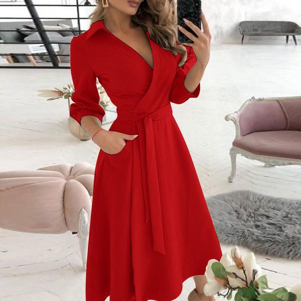 casual dresses 40# vintage solid color three quarter sleeve summer dress v-neck bandage straight for woman office lady pleated 2021, Black;gray
casual dresses 40# vintage solid color three quarter sleeve summer dress v-neck bandage straight for woman office lady pleated 2021, Black;gray