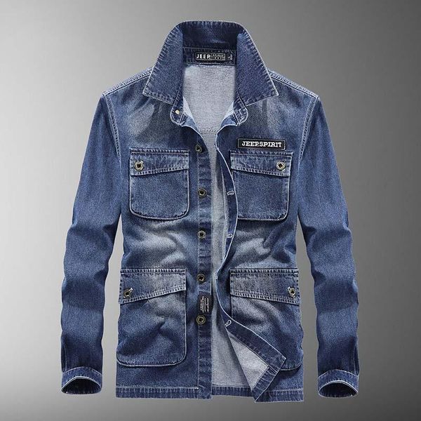 men's casual shirts mcikkny arrival spring autumn denim long sleeves multi pockets jeans for male cotton, White;black
men's casual shirts mcikkny arrival spring autumn denim long sleeves multi pockets jeans for male cotton, White;black