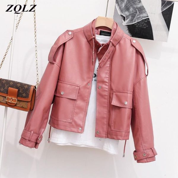 women's leather & faux zqlz jacket women 2021 motorcycle biker short pu coats loose punk spring autumn coat female pink overcoat, Black
women's leather & faux zqlz jacket women 2021 motorcycle biker short pu coats loose punk spring autumn coat female pink overcoat, Black