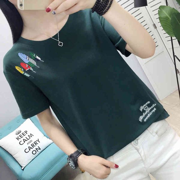 women's t-shirt shintimes summer tee shirt femme loose tshirt fashion letter embroidery feather cotton short sleeve e92w, White
women's t-shirt shintimes summer tee shirt femme loose tshirt fashion letter embroidery feather cotton short sleeve e92w, White