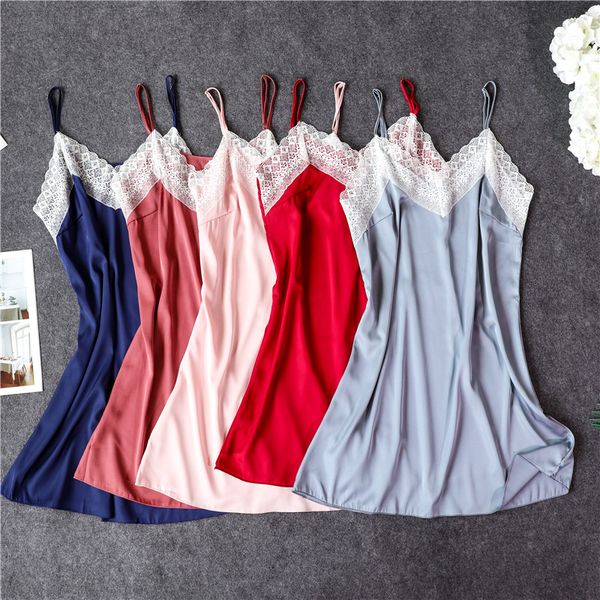ladies silk satin nightdress v-neck nightgown elegant sleep shirt summer night shirt charming home dress for women, Black;red
ladies silk satin nightdress v-neck nightgown elegant sleep shirt summer night shirt charming home dress for women, Black;red