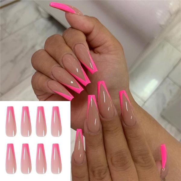 false nails 24pcs nail art glossy rose pink extra long ballerina french coffin press glue on fake full cover extention tips, Red;gold
false nails 24pcs nail art glossy rose pink extra long ballerina french coffin press glue on fake full cover extention tips, Red;gold
