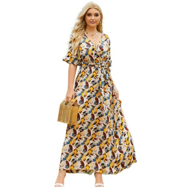 plus size dresses 2021 women's summer dress 4xl 5xl female v neck short sleeve leaves print casual long maxi boho beach, Black
plus size dresses 2021 women's summer dress 4xl 5xl female v neck short sleeve leaves print casual long maxi boho beach, Black