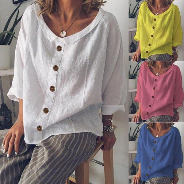 fashion cotton and linen solid blouse casual daily buttons loose ladies tee female women's long sleeve blusas pullover blouses & shirt, White
fashion cotton and linen solid blouse casual daily buttons loose ladies tee female women's long sleeve blusas pullover blouses & shirt, White