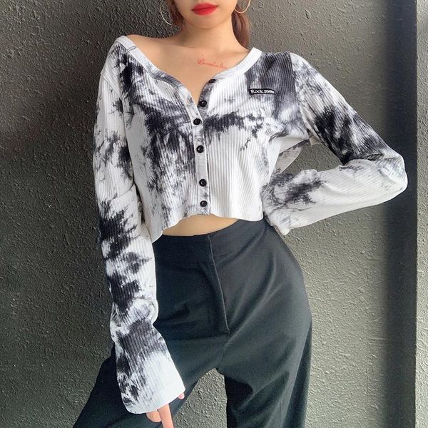 women's t-shirt harajuku tie dye fashion cardigan street casual knitted shirt lady single-breasted goth kawaii clothes for beauty, White
women's t-shirt harajuku tie dye fashion cardigan street casual knitted shirt lady single-breasted goth kawaii clothes for beauty, White