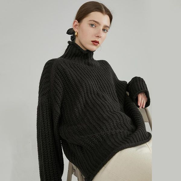 women's sweaters brief big size knitting sweater loose fit turtleneck long sleeve women pullovers fashion autumn winter 2021 y479, White;black
women's sweaters brief big size knitting sweater loose fit turtleneck long sleeve women pullovers fashion autumn winter 2021 y479, White;black