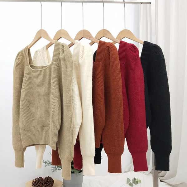vintage pullovers for women autumn winter recipients women's knitted solid color puffed sleeves slim sweater 210420, White;black
vintage pullovers for women autumn winter recipients women's knitted solid color puffed sleeves slim sweater 210420, White;black