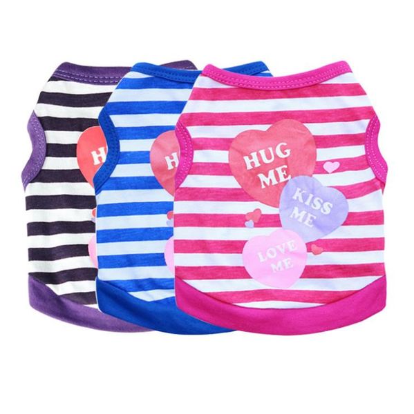 

Pet Dog Clothes KISS ME Striped Dog T Shirt Breathable Puppy Vest Summer Dog Shirts Pet Supplies 3 Colors BT994, Send randomly