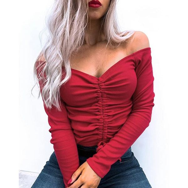 women's t-shirt ladies deep v neck t shirt off shoulder drawstring long sleeves crop streetwear female solid color, White
women's t-shirt ladies deep v neck t shirt off shoulder drawstring long sleeves crop streetwear female solid color, White