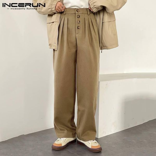men pants high waist button streetwear baggy korean fashion casual straight trousers joggers solid color pantalon incerun men's, Black
men pants high waist button streetwear baggy korean fashion casual straight trousers joggers solid color pantalon incerun men's, Black