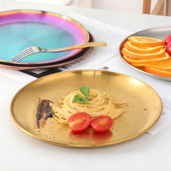 stainless steel round dining plate steak fruit cake tray wedding kitchen bbq plates dishes &
stainless steel round dining plate steak fruit cake tray wedding kitchen bbq plates dishes &