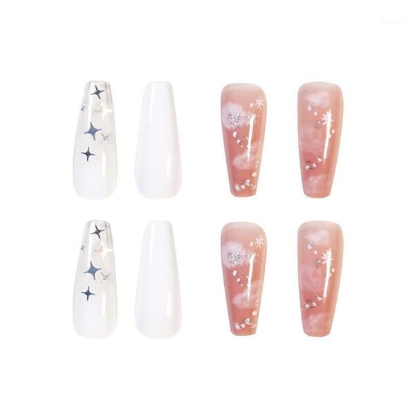 false nails fake long fingernail extension pink cloud color transparent white star glitter manicure patch nail art tslm11, Red;gold
false nails fake long fingernail extension pink cloud color transparent white star glitter manicure patch nail art tslm11, Red;gold