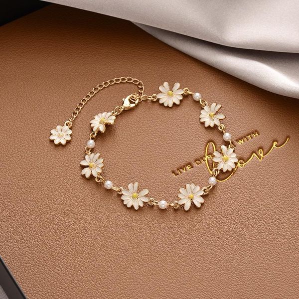 link, chain korean version simple ins small fresh sunflower daisy pendant women's bracelet summer couple jewelry bracelets on hand, Black
link, chain korean version simple ins small fresh sunflower daisy pendant women's bracelet summer couple jewelry bracelets on hand, Black