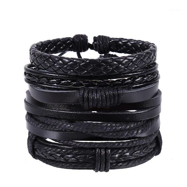 charm bracelets 4pcs/set hippie punk classic black leather cord knots pattern wide wrap braiding macrame bangles for man hand jewelry1, Golden;silver
charm bracelets 4pcs/set hippie punk classic black leather cord knots pattern wide wrap braiding macrame bangles for man hand jewelry1, Golden;silver