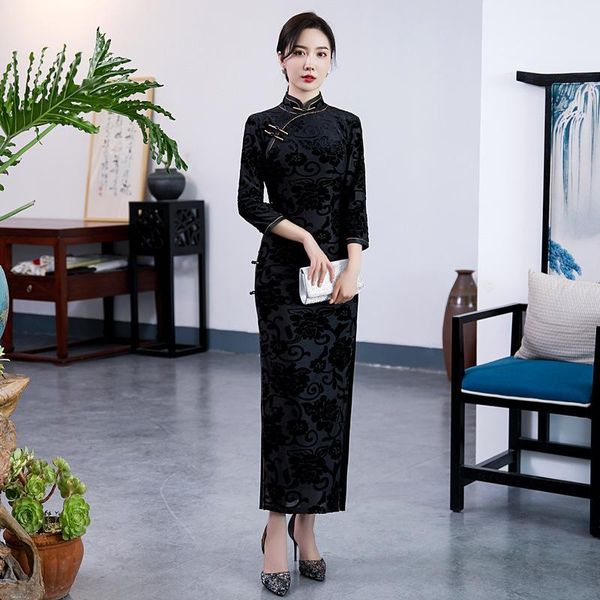 ethnic clothing autumn mandarin collar prom party dress gown female vintage button cheongsam flower velour qipao long slim vestidos, Red
ethnic clothing autumn mandarin collar prom party dress gown female vintage button cheongsam flower velour qipao long slim vestidos, Red