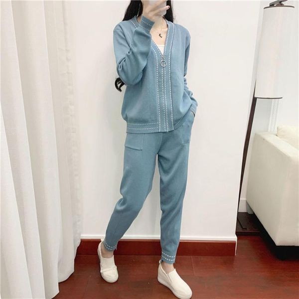 women's two piece pants spring autumn female v-collar zipper up cardigans trousers 2pcs set women casual tracksuit knitted coat and lon, White
women's two piece pants spring autumn female v-collar zipper up cardigans trousers 2pcs set women casual tracksuit knitted coat and lon, White