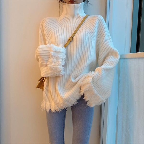 women's sweaters loose autumn winter clothes women turtleneck sweater fashion brand tassel knitted long sleeve pullovers oversize casua, White;black
women's sweaters loose autumn winter clothes women turtleneck sweater fashion brand tassel knitted long sleeve pullovers oversize casua, White;black