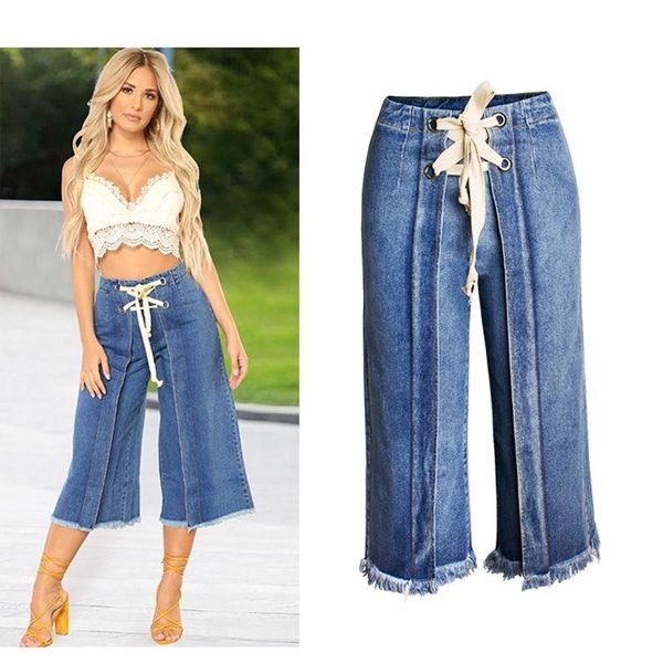 women's pants & capris 2021 summer trousers women high waist wide leg plus size lace up jeans european style ladis denim for, Black;white
women's pants & capris 2021 summer trousers women high waist wide leg plus size lace up jeans european style ladis denim for, Black;white