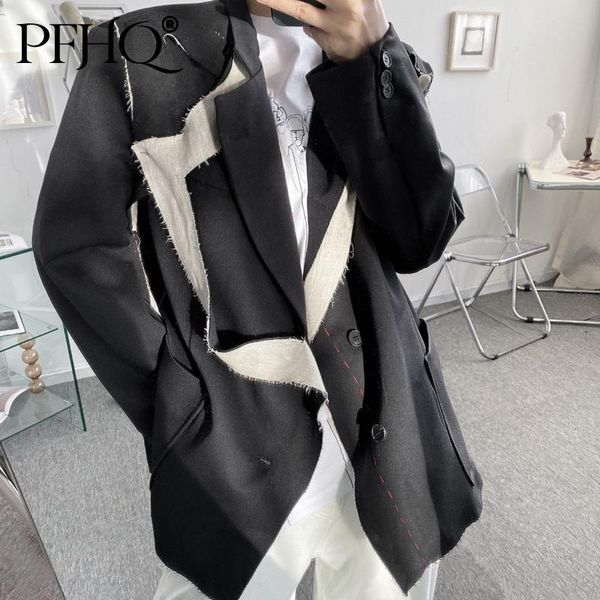 men's suits & blazers pfhq autumn men's clothing deconstruction niche design suit coat with rough edge color block patchwork 21d356, White;black
men's suits & blazers pfhq autumn men's clothing deconstruction niche design suit coat with rough edge color block patchwork 21d356, White;black