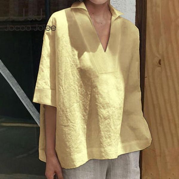 women's blouses & shirts elegant half sleeve v neck cotton and linen oversized vintage solid harajuku loose blouse casual all-match, White
women's blouses & shirts elegant half sleeve v neck cotton and linen oversized vintage solid harajuku loose blouse casual all-match, White