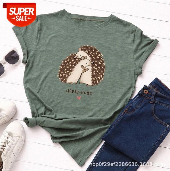 women's loose round neck short-sleeved love hedgehog cotton t-shirt blouse #he0t, White
women's loose round neck short-sleeved love hedgehog cotton t-shirt blouse #he0t, White