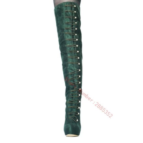 boots women's winter fashion round toe velvet over the knee thick heel green lace up slim long stiletto club size 44, Black
boots women's winter fashion round toe velvet over the knee thick heel green lace up slim long stiletto club size 44, Black