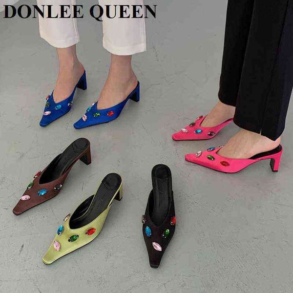 slippers spring slippers fashion rhinestone mule shoes women high heels pointed toe sandal casual outdoor slides elegant zapatillas mujer 22, Black
slippers spring slippers fashion rhinestone mule shoes women high heels pointed toe sandal casual outdoor slides elegant zapatillas mujer 22, Black