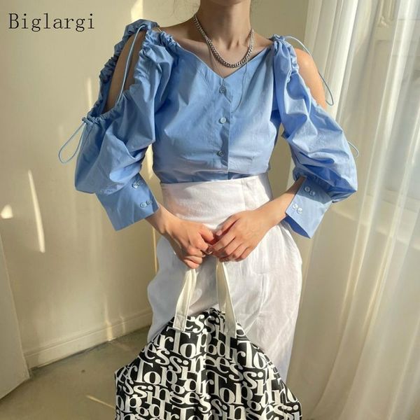 women's blouses & shirts pleated tether long sleeve shirt women korean casual off shoulder blouse v neck blue ladies spring autumn fash, White
women's blouses & shirts pleated tether long sleeve shirt women korean casual off shoulder blouse v neck blue ladies spring autumn fash, White